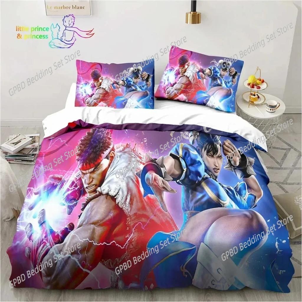 Stret Fighter Printed Beding Set For Bedrom Soft Modern Bedspreads Comefortable Children Kids Soft Duvet Cover Comfortable Quilt Cover And Pilowcase