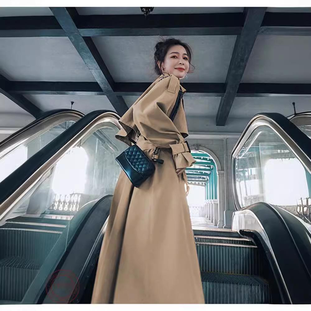 Women's Mid-Length Trench Coat: 2023 Korean High-End Casual Loose British Style Autumn Outerwear