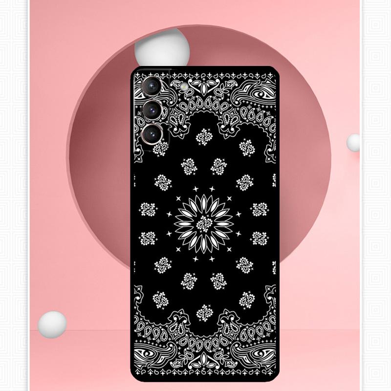 Black Bandana Paisley Case For Samsung Galaxy S25 Ultra S20 S21 S22 S23 S24 Ultra S9 S10 Plus S25 FE Cover Funda