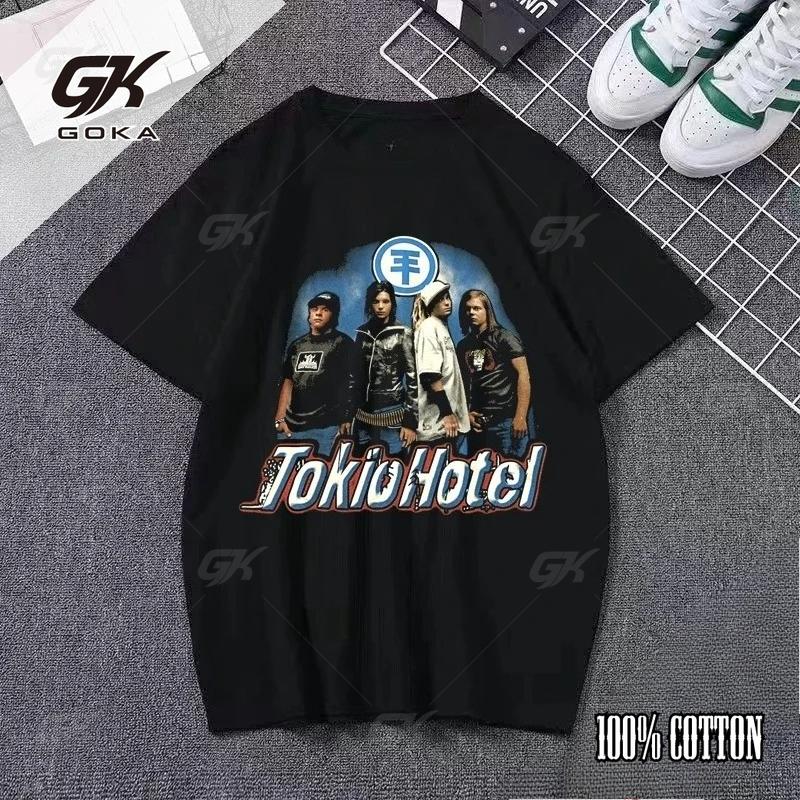 Hengyuan17 Rock Band Tokyo Hotel Monogram Print T Shirt Summer Street Casual Short Sleeve Tops Clothes T-shirt Men Women Cool Fashion 4XL