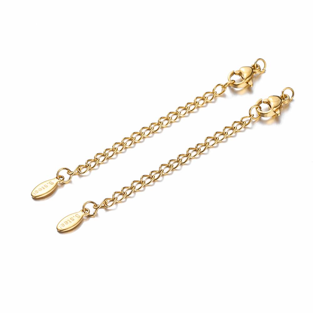 10pcs Stainless Steel Extension Extended Tail Chains Lobster Clasps Connectors DIY Jewelry Making Findings Bracelet Necklaces