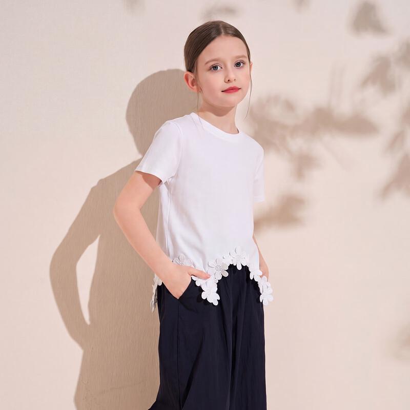 Montagut Girls  Irregular Floral Hem Short Sleeve T-Shirt 130
