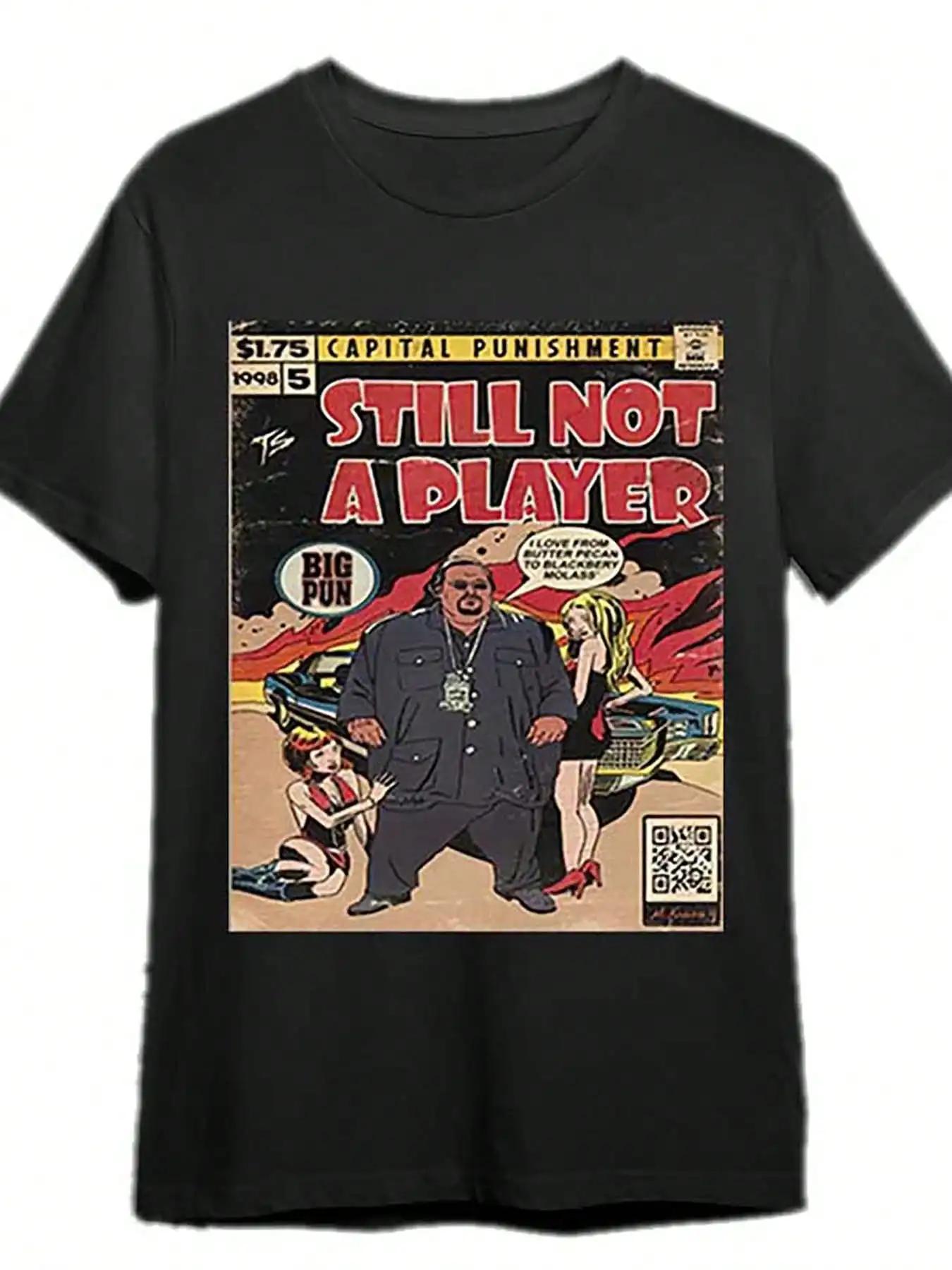 Big Pun Still Not A Player Retro Hip Hop Graphic TShirt  Mens Short Sleeve Cotton Tee Black Vintage 90s Style S