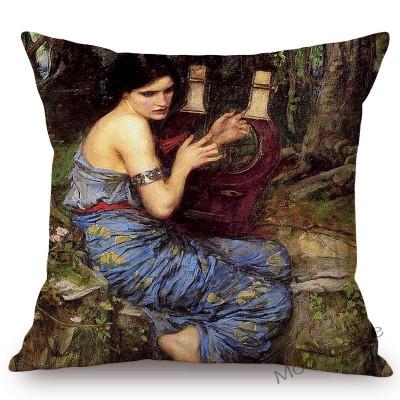 Aestheticism Master John Waterhouse Ancient Greek Myths Goddess Oil Painting Sofa Pillow Case Young Girls Linen Cushion Cover