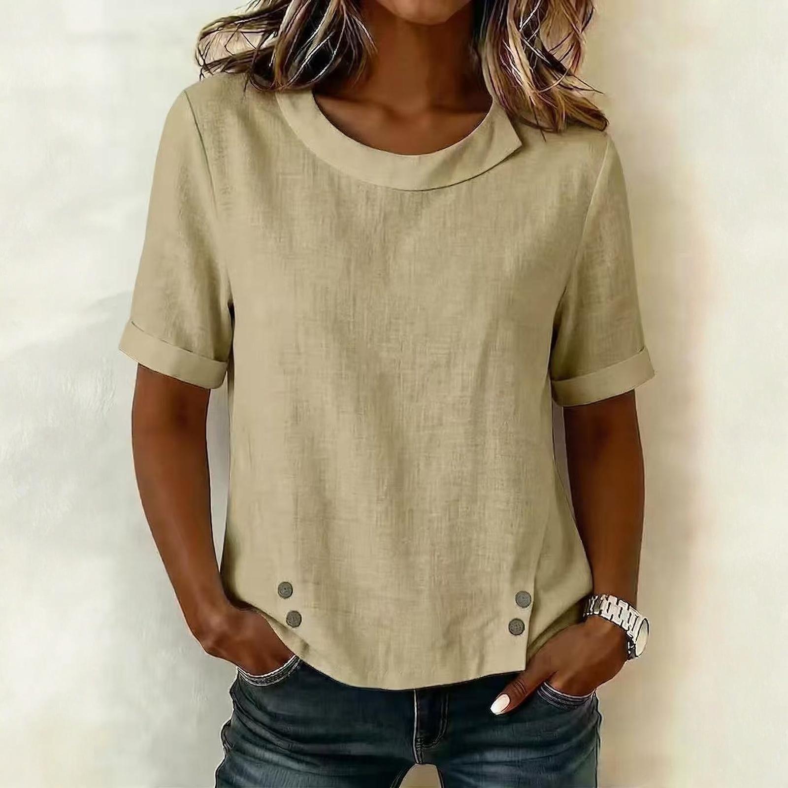 

Women s Color Cotton And Linen Camisole Loose Inner Short Sleeve Versatile Bottoming Top XL жовтий