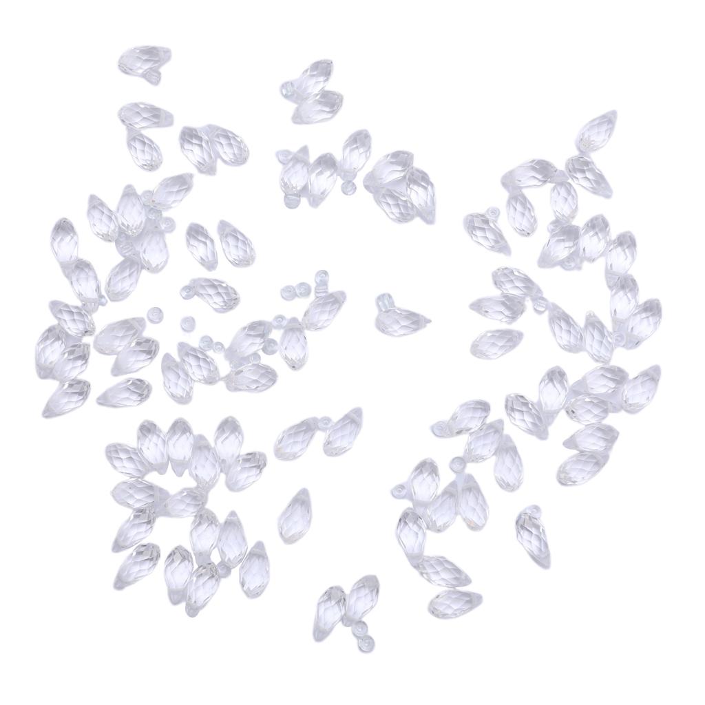 100x Crystal Glass Faceted Beads Charm Pendants Drilled DIY Craft Clear