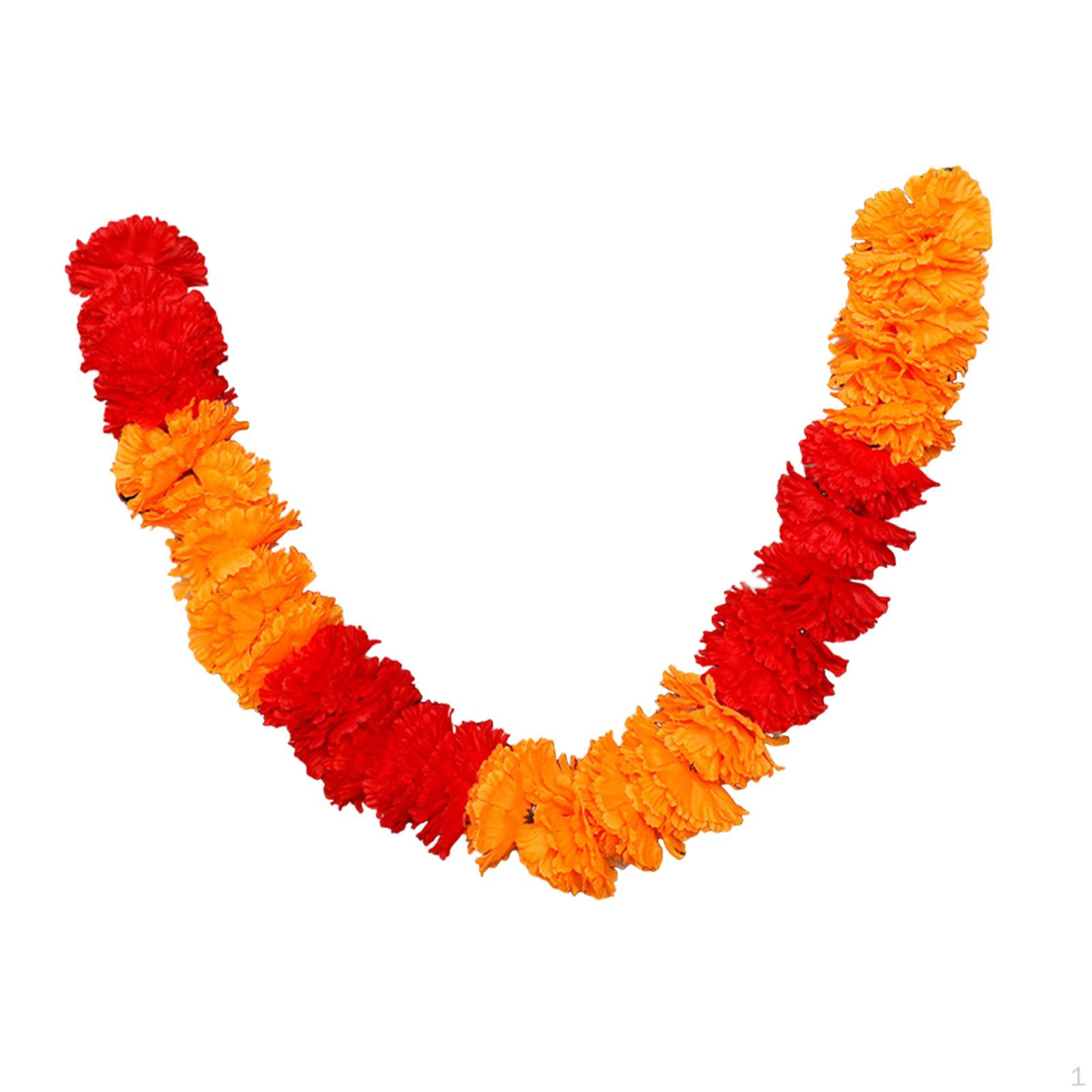 

Гирлянда из искусственных цветов бархатцев, украшение на Хэллоуин, подвесное украшение для окна Red Orange