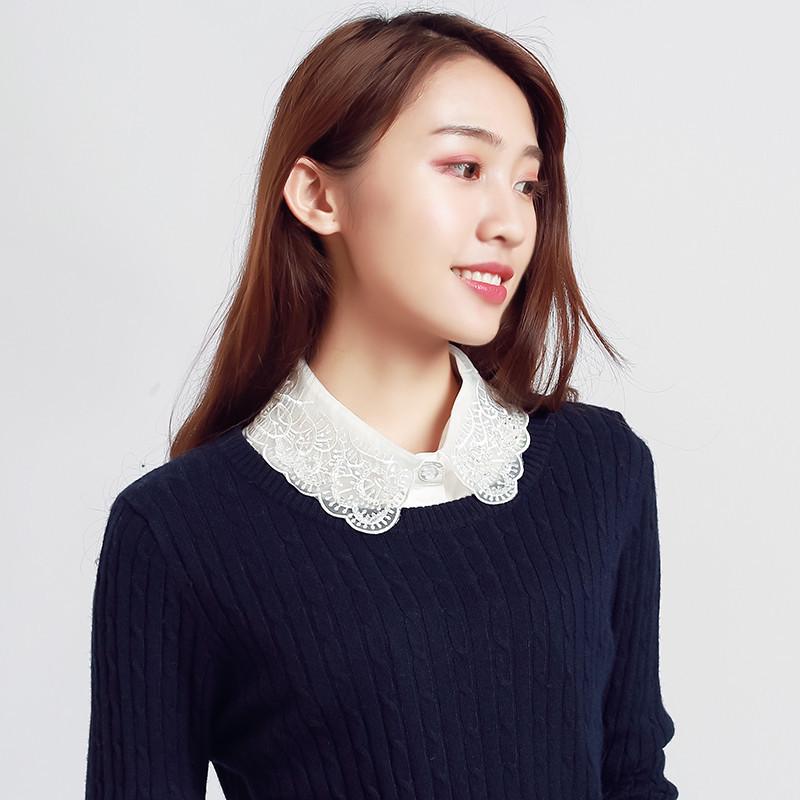 Dekorativer falscher Kragen für Damen im koreanischen Stil aus besticktem Organza für Herbst/Winter