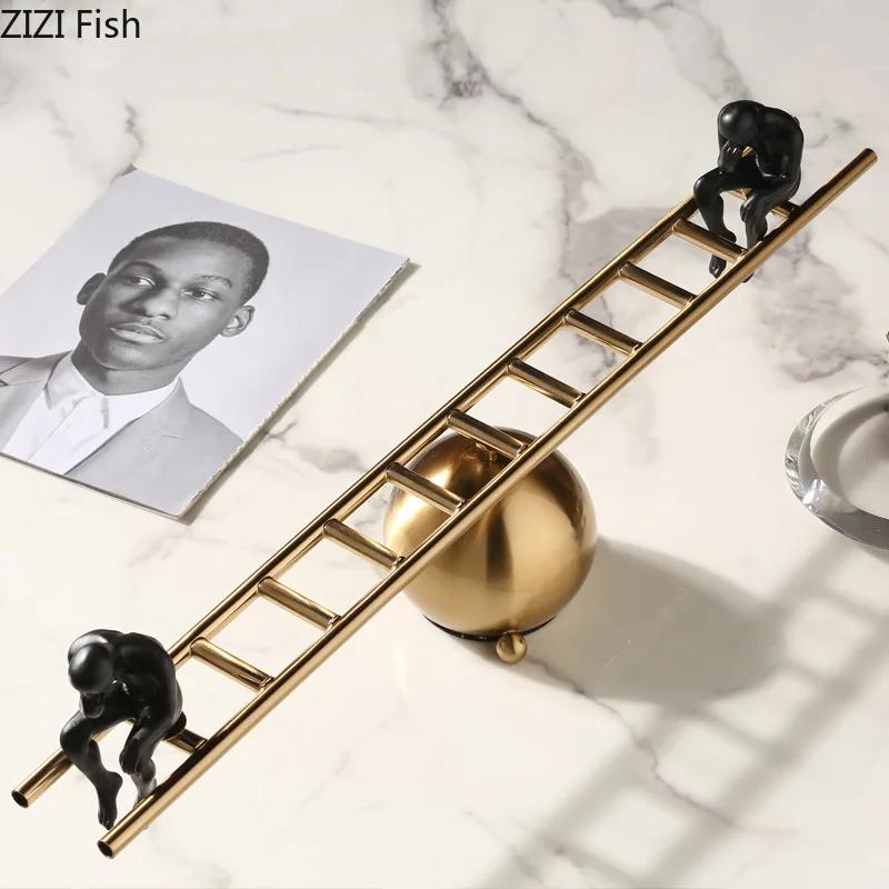 Wippe Spieler Denker Figuren Skulptur Legierung Handwerk Schreibtischdekoration Charakter Statue Abstrakte Ornamente Moderne Heimdekoration