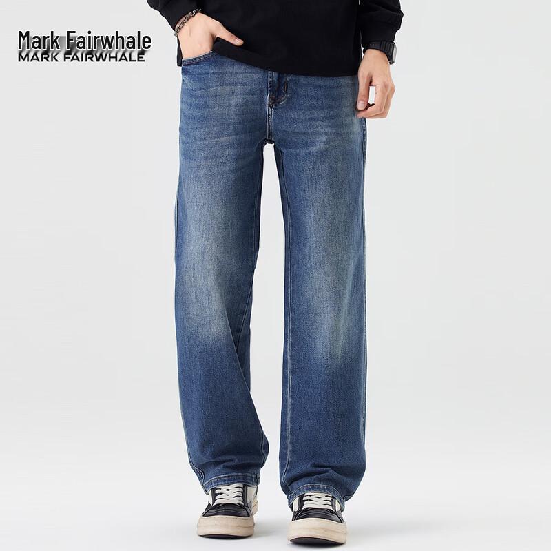 Mark Fairwhale Men's American Retro Straight-Leg Washed Distressed Jeans