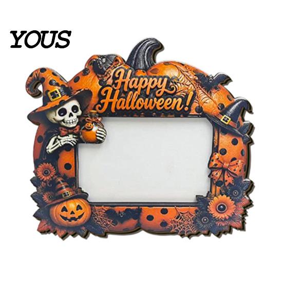 Decorative Mantle Piece Halloween Photo Frame, Wooden Desktop Picture Holder for Spooky Party Decoration Kids Room Home Accents And Festive