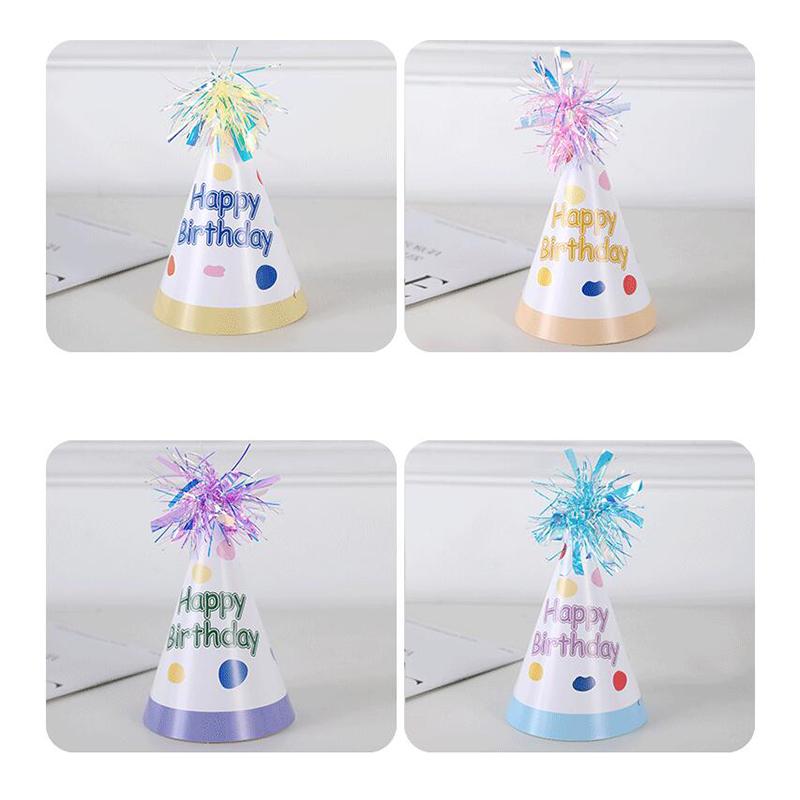 6pcs Happy Birthday Paper Hats Boy Girl Birthday Party Decoration Supplies Kids Gift Favors Photo Props