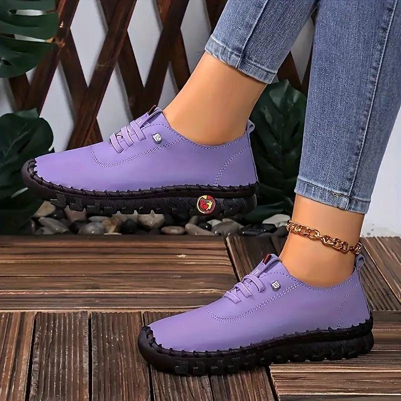 35-45 12 Colors Moccasin Single Shoes,Comfortable Flat Bottom Lace Up Mom Shoes,Soft Bottom Soft Surface Large Size Women's Shoes