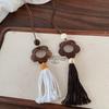 Wood hollow flower fringed necklace retro ethnic style long sweater chain 1111 new niche design items