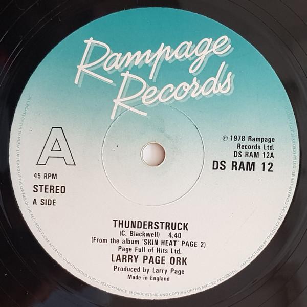 

12inch Record LARRY PAGE ORK - Thunderstruck / Slinky Thighs DSRAM12 Rampage Records 1978 UK Dance & Electronica Used