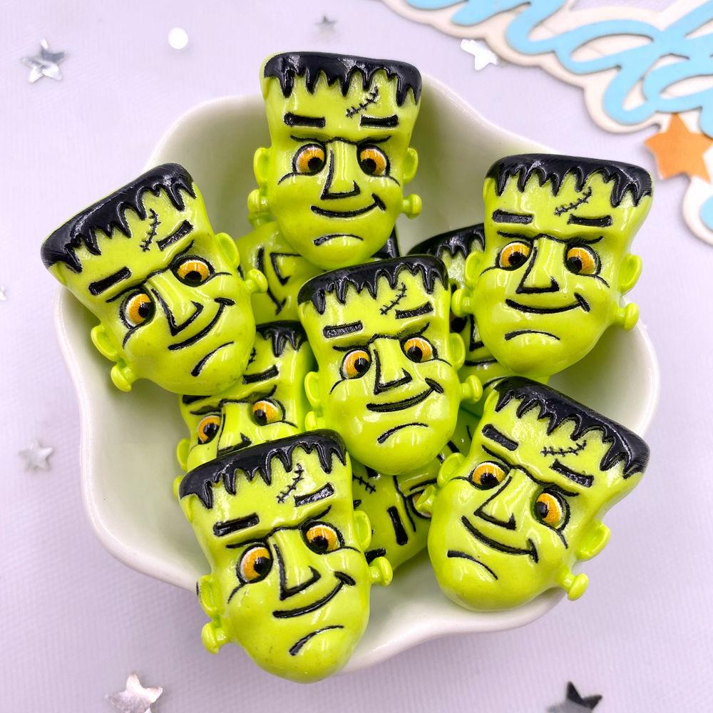 8Pcs Resin Cute Colorful 3D Ghosts Bat Cake Pumpkin Owl Skull Head Figurines Flatback Stone Decor DIY Halloween Scrapbook Crafts