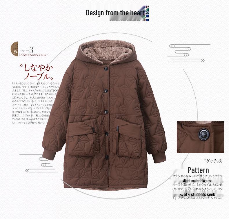 Women's Plus Size Winter Fleece-Lined Cotton Jacket 2024 - Middle-Aged & Elderly Casual Warm Coat