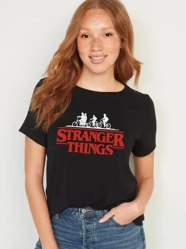 Netflix Stranger Things Graphic T-Shirt Womens S Black Acid Wash Vintage Grunge S