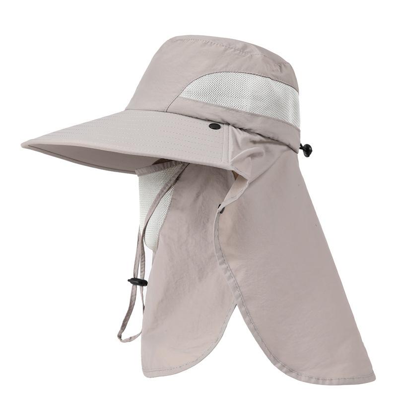 Summer Outdoor Waterproof Breathable Fishing Hat Sun Hat Sunscreen Face Mask Removable Mask Big Eaves Neck Bucket Hat