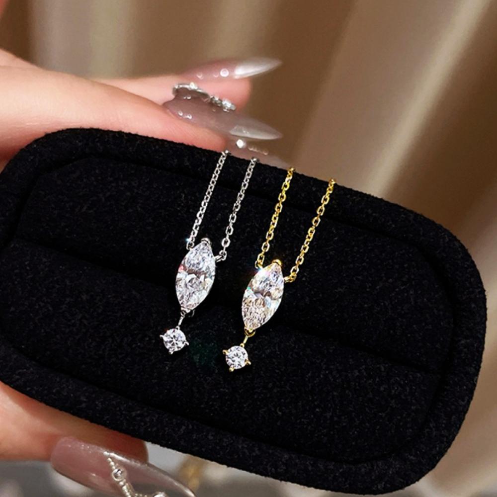 New  Sparkling Zircon Pendant Necklace for Women's - High-quality Gold/silver Collarbone Chain Anniversary Gift