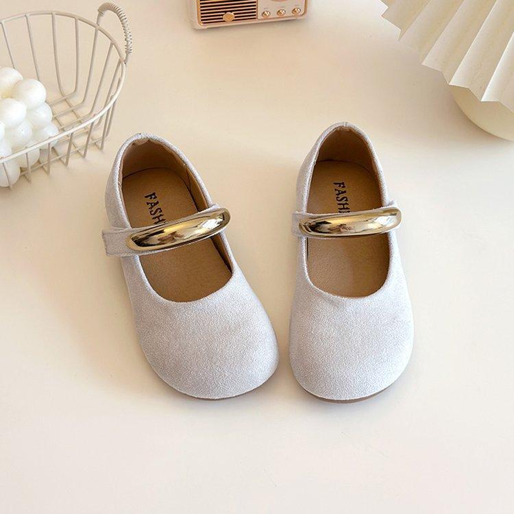 Korean Version of Girls' Shoes Suede Girls' Mary Jane Round Head Single Shoes Soft Sole Solid Color Simple Children's Leather Shoes Baby Shoes
