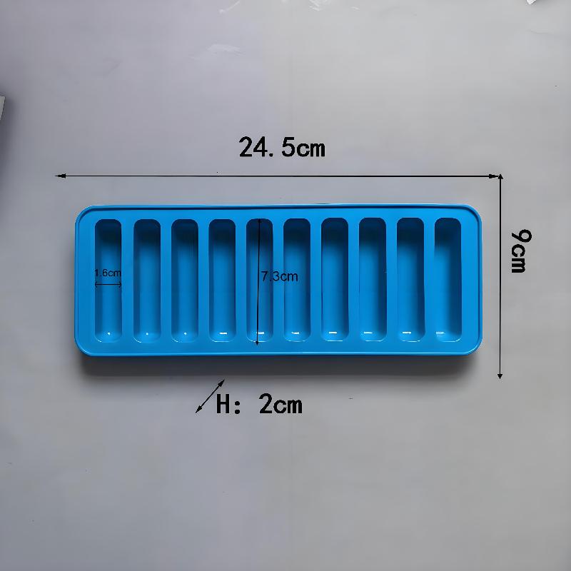Silicone Long Strip Ice Cube Mold Non-Stick For Chocolate Jelly Biscuit Diy Baking Ice Cream Bar Tray Kitchen Tool 10 Grids