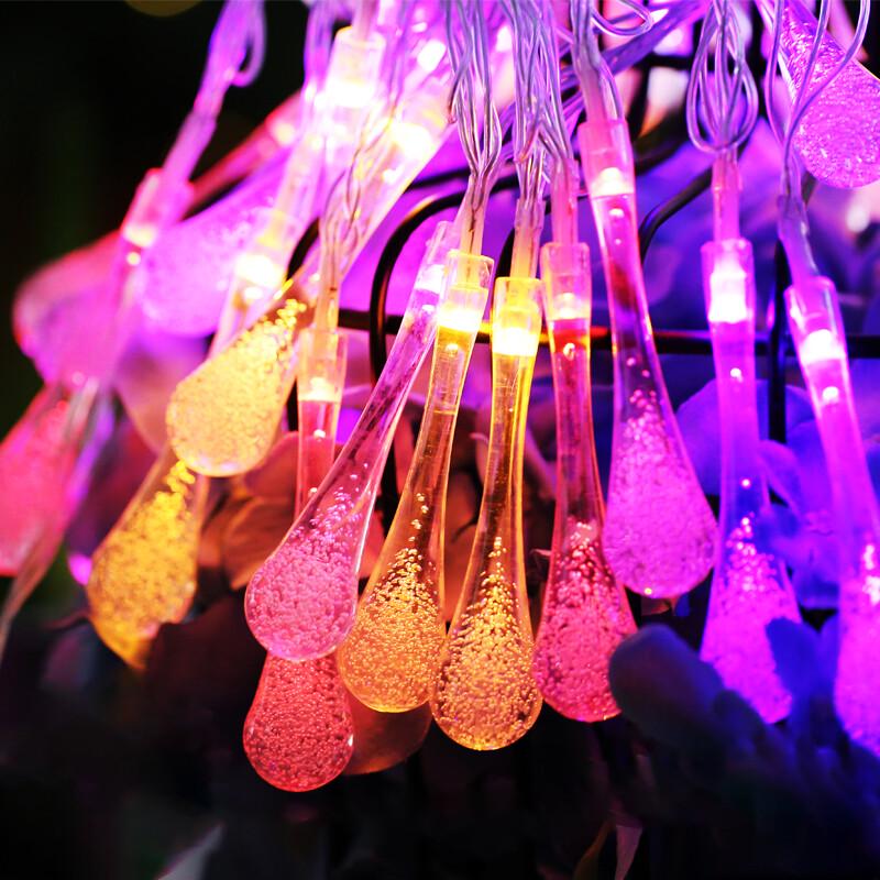 Solar LED Water Drop String Lights 7M 50-LED