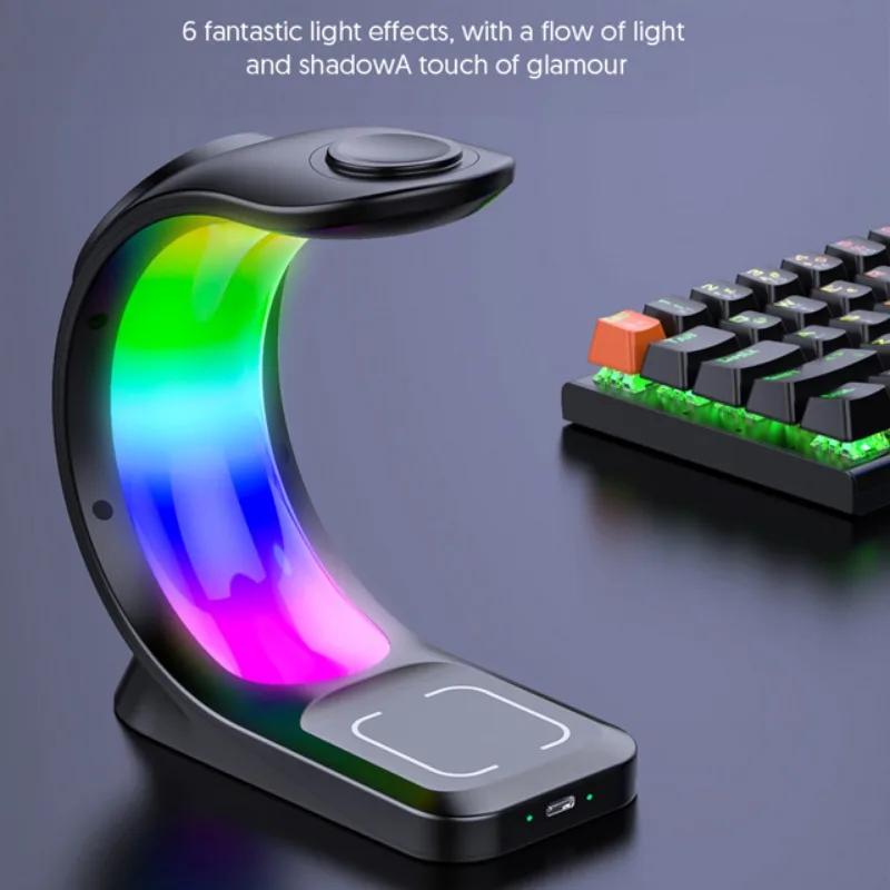15W 4 in 1 RGB Light Magnetic Wireless Charger Stand For iPhone 15 14 13 12 Airpod Apple iWatch 8 7 6 Fast Charging Dock Station