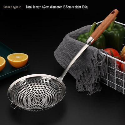 ZISIZ 304 Stainless Steel Kitchen Skimmer with Red Sandalwood Handle