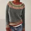 2026 Women's Elegant Color Block Round Neck Long Sleeve Sweater