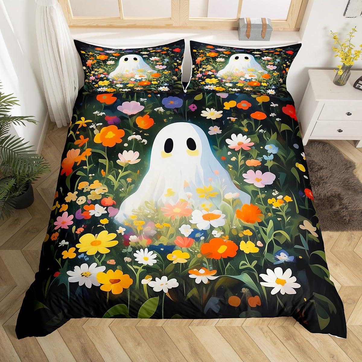 

Comforter Lucartoon Ghost Pink Queen King Happy Halloween Theme Bedding Cute Pet Animal Kitten With 2 S Comforter (quilt)-EU Single(135*200cm)3pcs