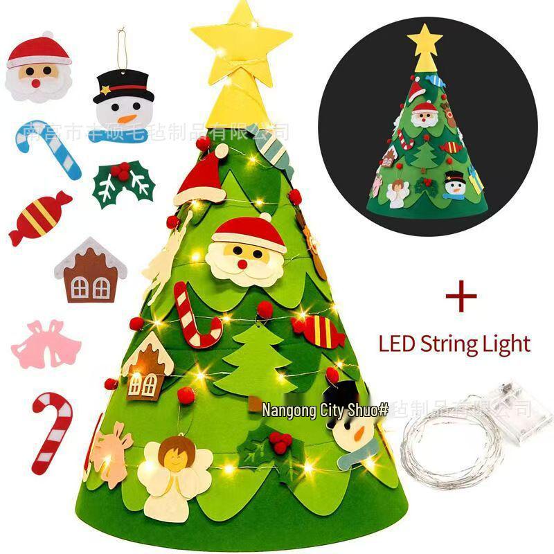 Handmade Felt Christmas Tree for Kids with DIY Ornaments and 3D Pendant