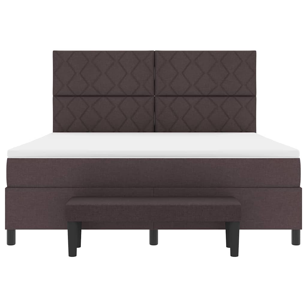 Boxspring Bed with Headboard Dark Brown 180 x 200 cm Fabric