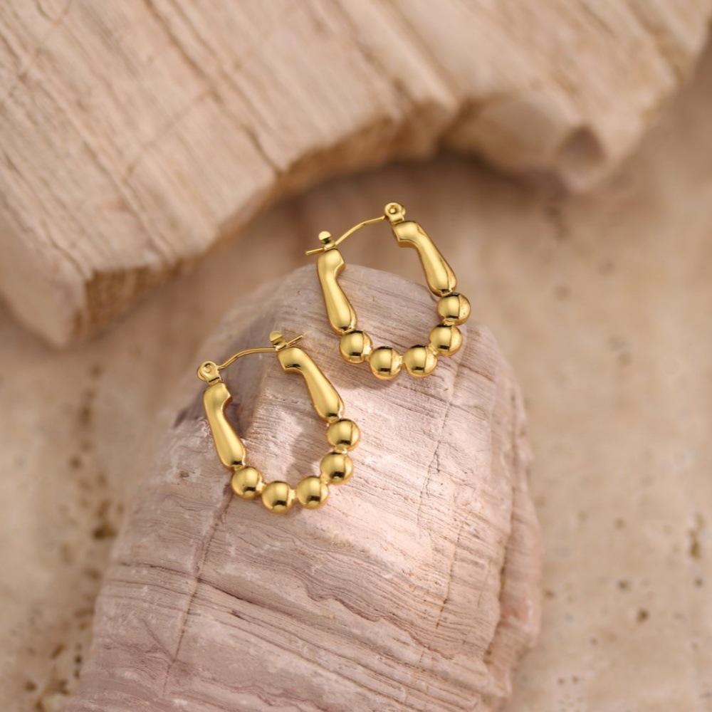 Geometric Irregular Hammered Stainless Steel Oil Press Stud Earrings, Cold Style Jewelry Ornaments