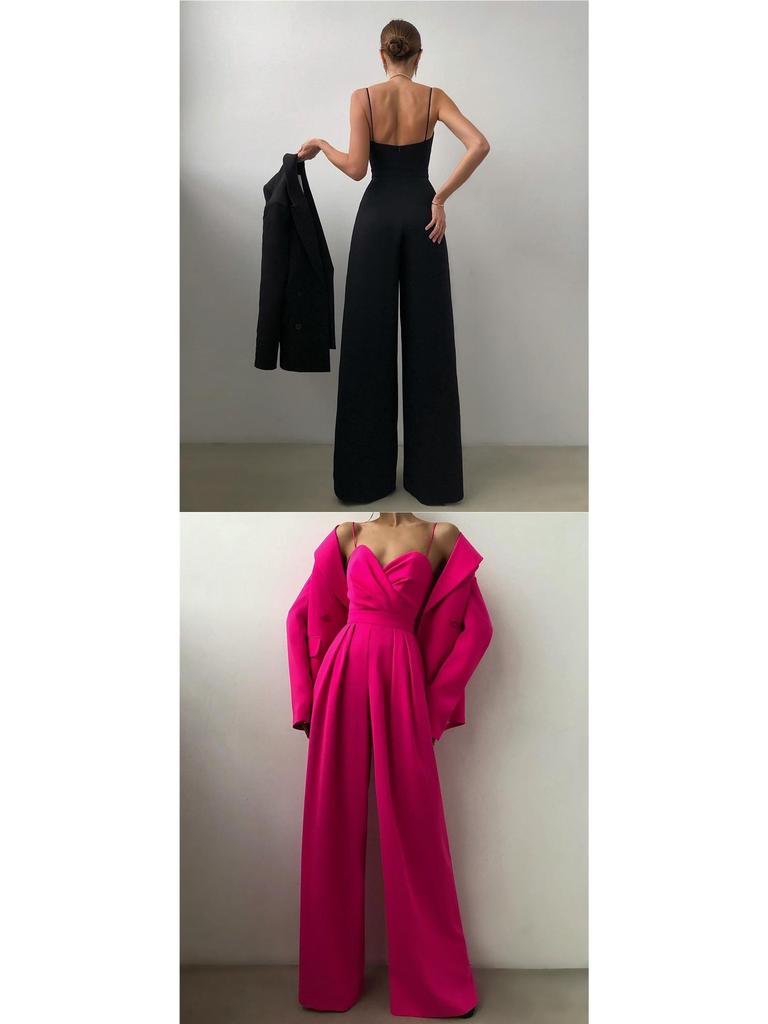 Suspender Straight-Leg Jumpsuit