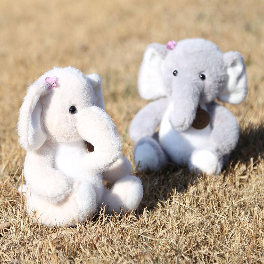 Cute Gray Beige Elephant Cartoon Plush Toy Doll For Birthday Decor