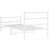 Vidaxl Metal Bed Frame with Headboard and Footboard, White, 107X203 Cm