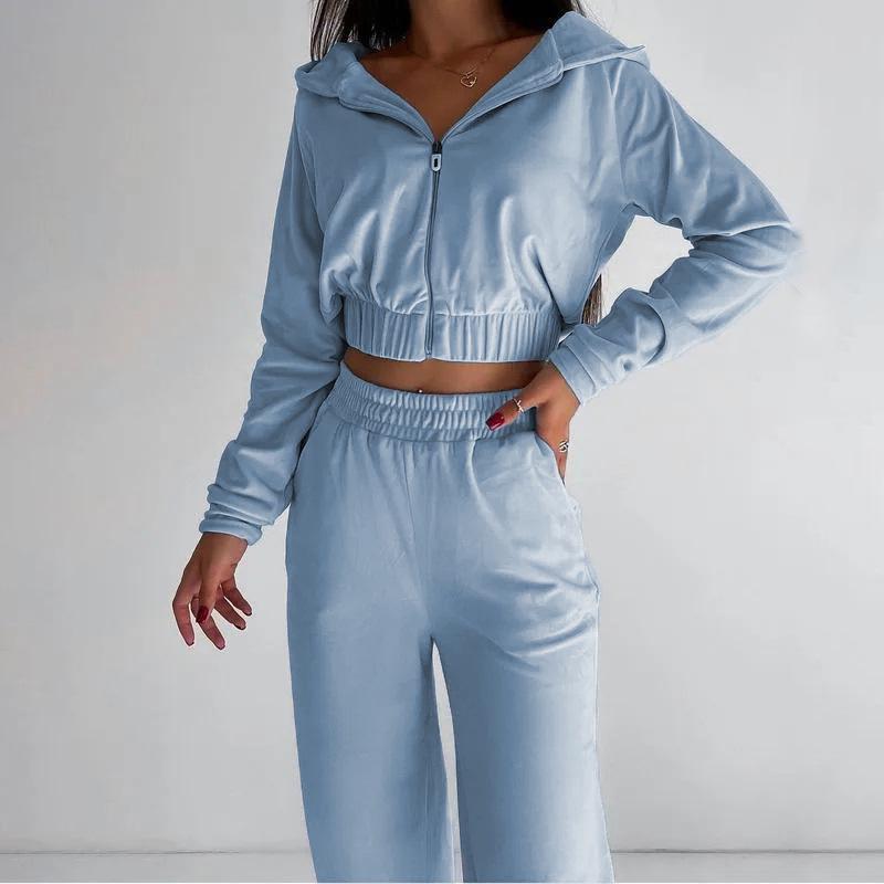 

Женский повседневный костюм-двойка с капюшоном на осень/зиму 2024 Small синий