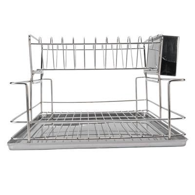 Escorredor de Louça Economia de Espaço 2 Níveis Escorredor de Pratos para Bancada de Cozinha Aço Inoxidável Escorredor de Pratos