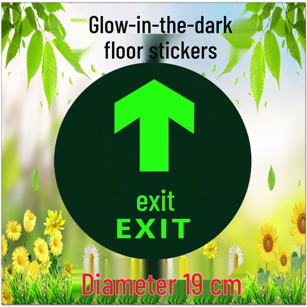 Safety Exit PVC Luminous Floor Sticker - Caution Slippery Steps & Fire Sign