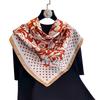 Polka Dot Camellia 90 Imitation Silk Large Square Scarf Shawl Commuting Versatile Printed Scarf Headscarf Silk Scarf Women