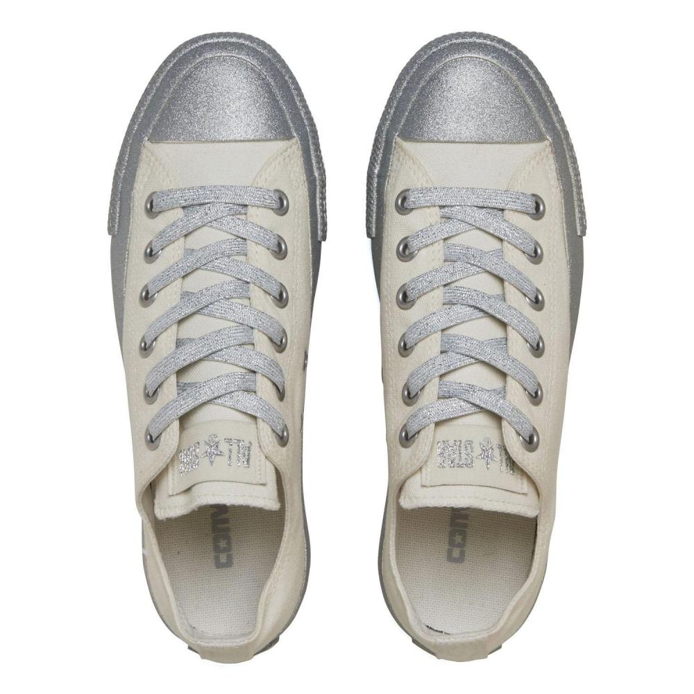 Converse All Star Plts Glitter Bottom Ox 31314220 White Silver