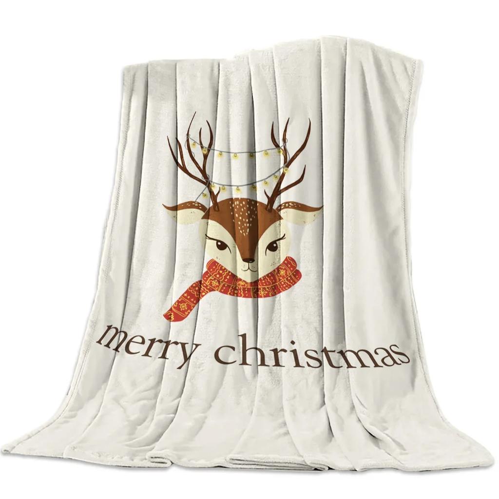Christmas Winter Animals Checkered Buffalo Blankets Throw Cover Fleece Comfort Warm Room Couch Home Bedspread Blanket