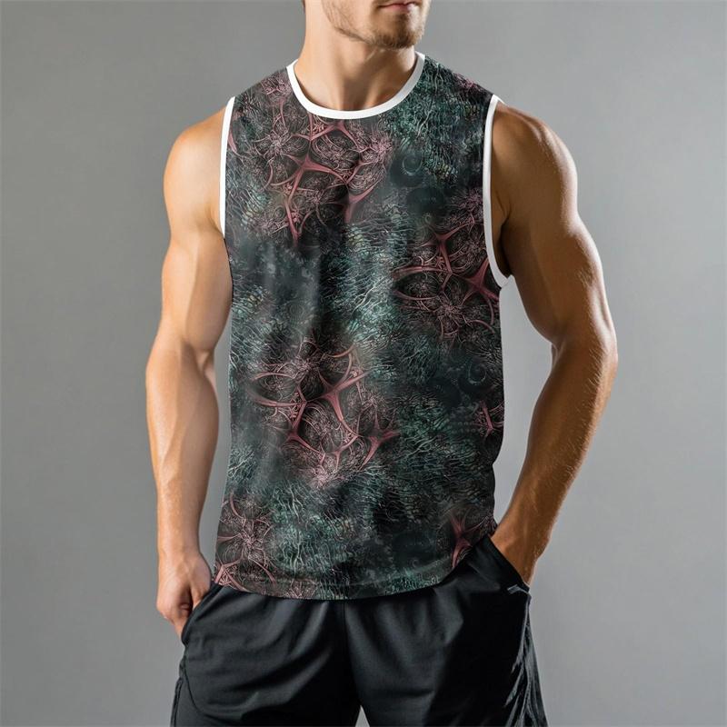 Camouflage Stripe Graphic Gym Tank Top For Men Summer Daily Casual Fashion Sleeveless Top Loose Breathable Fitness Loose Tees