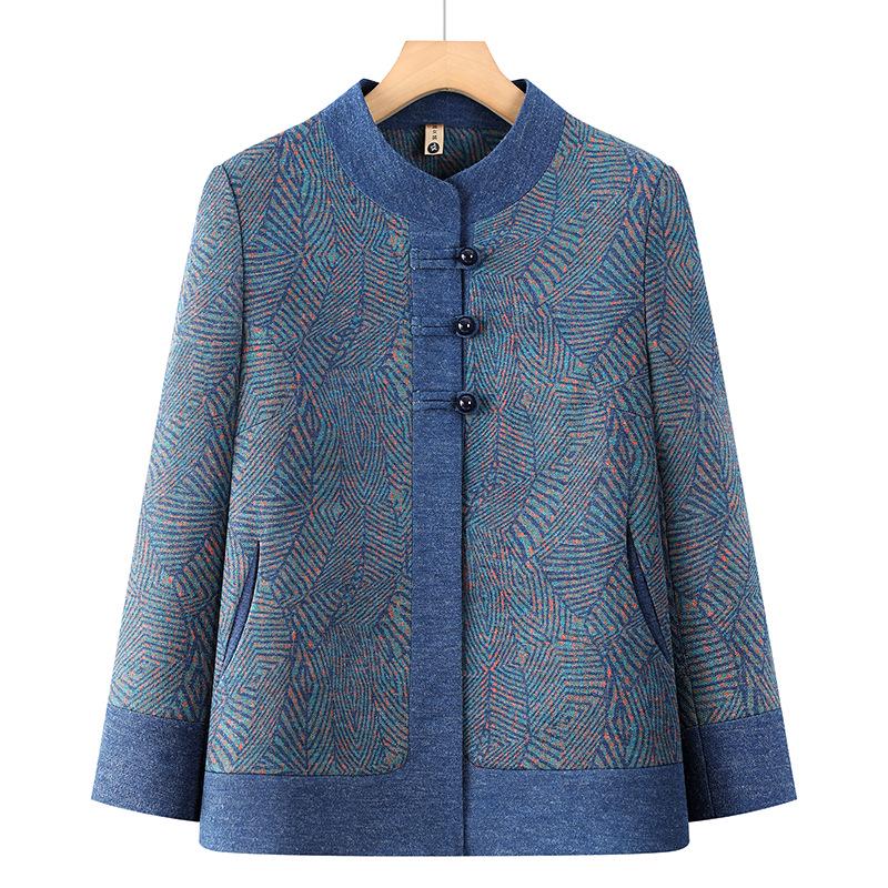 Embroidered Tang Suit Jacket: Grandma Style Autumn Wear for Middle-Aged Women