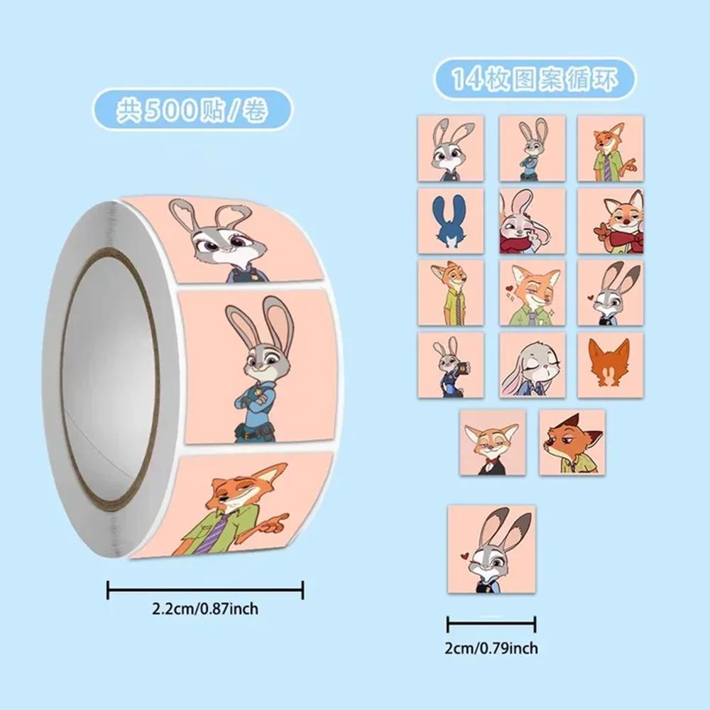 500 Stück/Rolle Zootopia 2 Aufkleber zum Selbstgestalten, PVC-Laptop-Aufkleber, Dekoration, Belohnung, Geschenk, Spielzeug