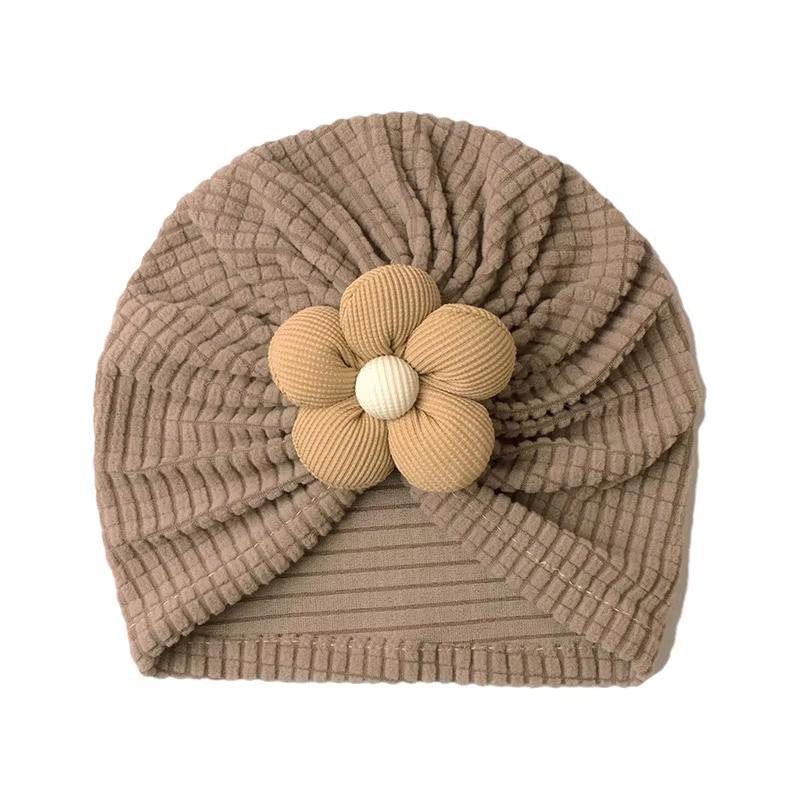 Liebliche Blume Baby Mütze Einfarbig Säuglingsmädchen Turban Mütze Frühling Herbst Weich Warm Kleinkind Beanie Indische Mütze
