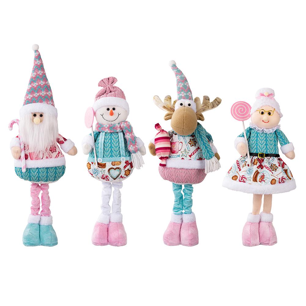 Snowman Elk Old Man Pink Telescopic Doll Children Xmas Gift Christmas Tree Decoration Home Wedding Party Supplies Plush Ornament