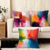 Fashion Color Paint Cushion Cover Short Plush Double-Sided Print Square Throw Pillow Covers Sofa Home Cushion Decor