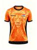 3D Printed Orange Lion Pattern Football Jersey Dutch Style Unisex Short-sleeved T-shirt Men's